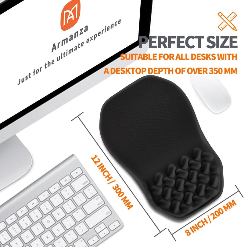 Armanza Ergonomic Slope Mouse Pad Wrist Support, Wrist Rest Mousepad for Carpal Tunnel Pain Relief with Massage Bulge and Slow Rebound Memory Foam (12x8 inch, Black) - Image 5